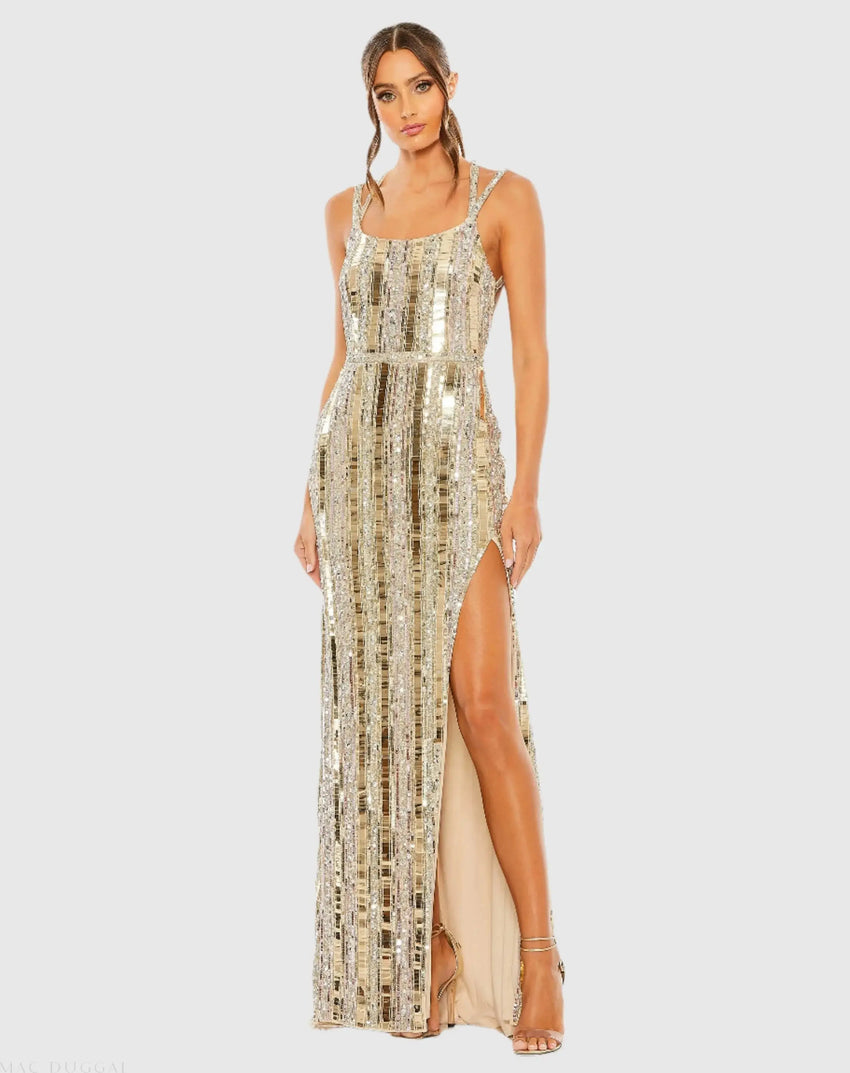 Halter Neck Embellished Detailed Back Gown