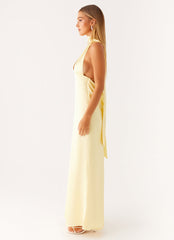 Alicia Satin Halter Maxi Dress - Yellow