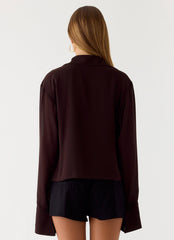 Annah Wrap Shirt - Chocolate