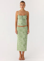 Bahama Low Rise Midi Skirt - Blurred Lime