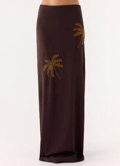 Brienne Beaded Maxi Skirt - Chocolate