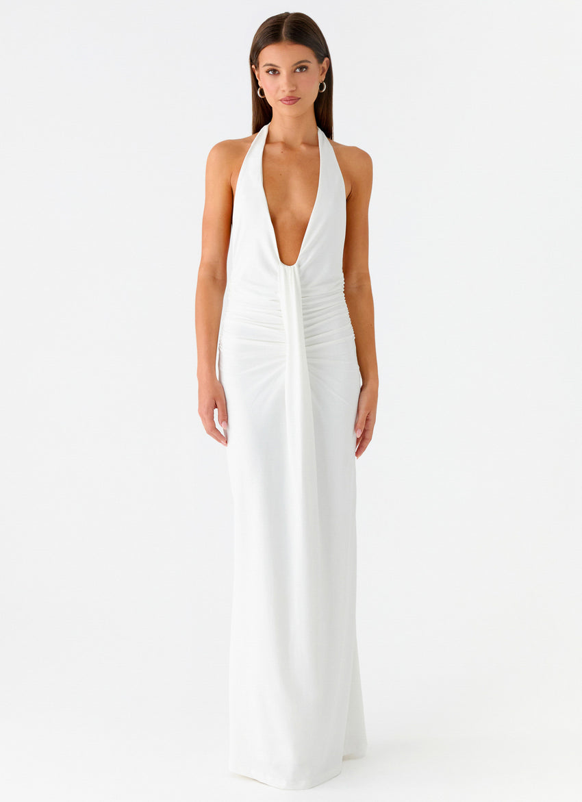 Cheyenne Halter Neck Maxi Dress - Ivory
