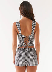 Clayton Tailored Shorts - Black Gingham