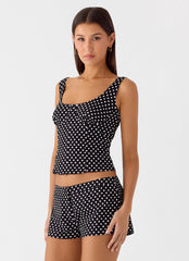 Coastline Bustier Top - Black Polkadot