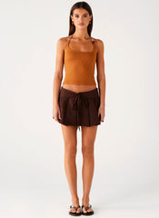 Dalia Dusk Pleated Mini Skirt - Chocolate