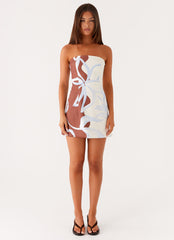 Denby Strapless Mini Dress - Bloom Wave Print