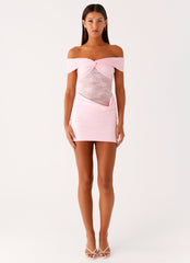Either Way Off Shoulder Mini Dress - Baby Pink