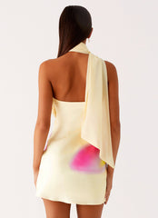Isa Scarf Satin Mini Dress - Frangipani Yellow