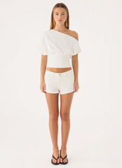 Karter Denim Low Rise Short - White
