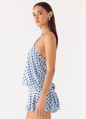 Keay Mini Dress - Blue Mocha Dot