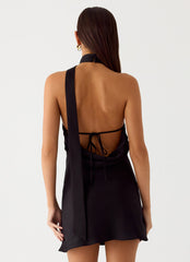 Keena Scarf Mini Dress - Black