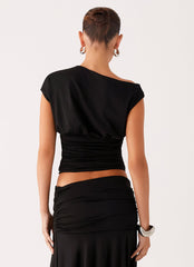 Liana Asymmetrical Top - Black
