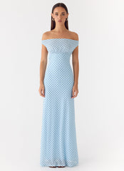 Like Me Now Maxi Dress - Blue Mocha Dot