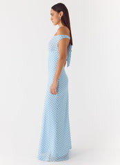 Like Me Now Maxi Dress - Blue Mocha Dot