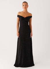 Melany Maxi Dress - Black Polka Dot