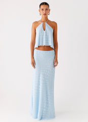 Mena Chiffon Spot Top - Blue