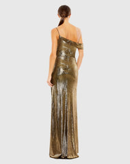 Gold Metallic Off The Shoulder Gown