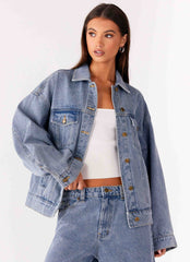 Orleans Oversized Denim Jacket - Blue