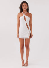 Midnight Rhapsody Ruffle Mini Dress - White