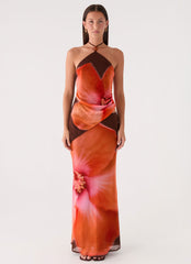 Plot Twist Maxi Skirt - Chocolate Blossom