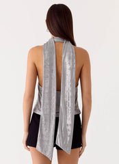 Shining Lights Cowl Top - Silver