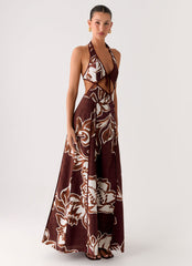 Sonnet Maxi Dress - Espresso Meadow