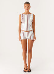 Sun's Out Low Rise Mini Shorts - Blue Stripe