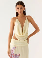 Sweet Charm Cowl Neck Top - Ivory