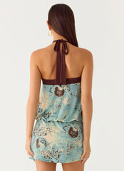 Switch Up Halter Mini Dress - Aqua Blur