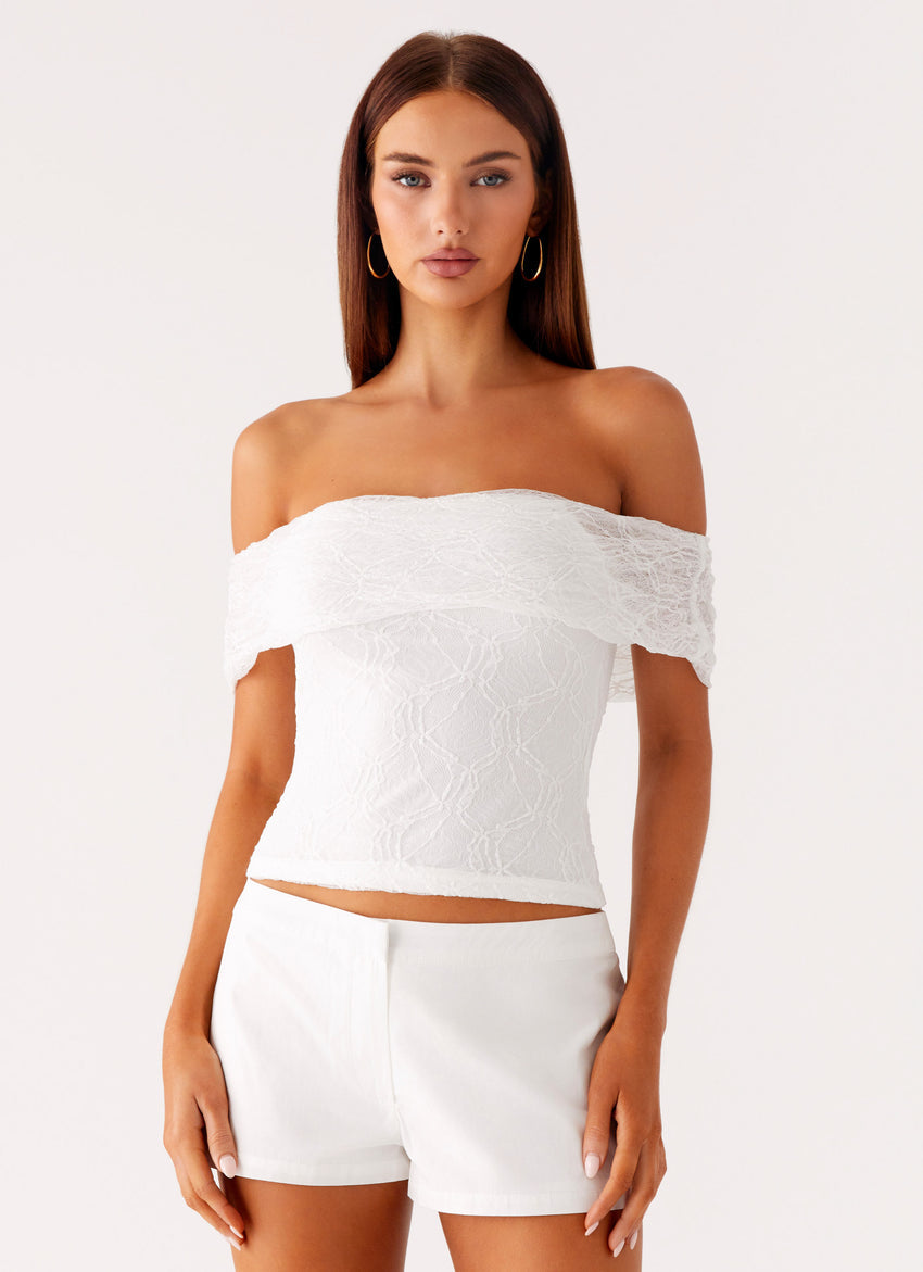 Tabby Off Shoulder Top - White