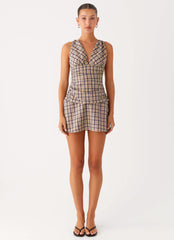 Tablo Drop Waist Mini Dress - Check Print