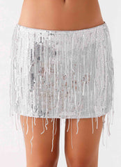 The Motto Sequin Mini Skirt - Silver
