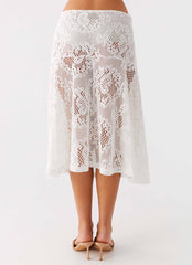 Virelle Lace Midi Skirt - Ivory