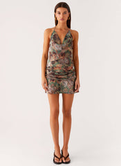 Wineweather Cowl Mini Dress - Vintage Blossom
