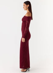 Yours Always Lace Maxi Dress - Merlot