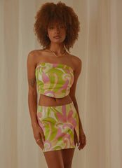 Living in the 90s Bustier Top - Retro Swirl